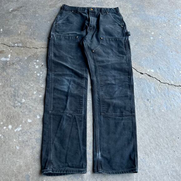 Vintage carhartt faded black double knee work wear carpenter pants